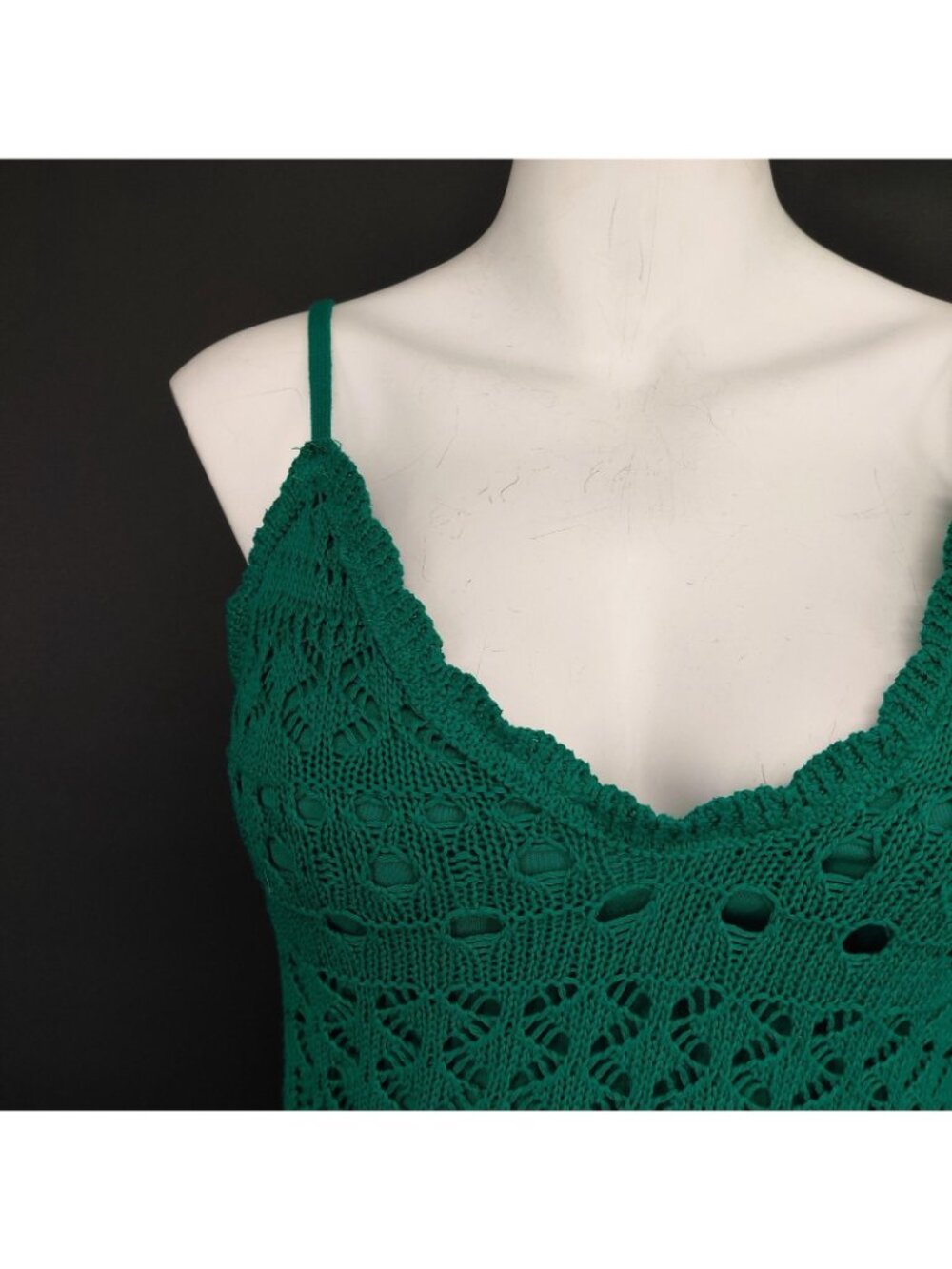 Crochet Knit Bodycon Dress Women Small Green Midi Lined Party Summer Lucky Irish - Picture 6 of 15